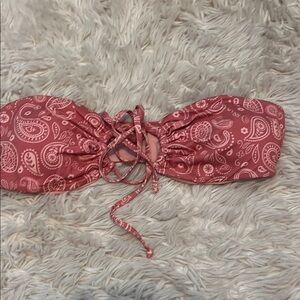 Pink Paisley Bandeau Bikini Top